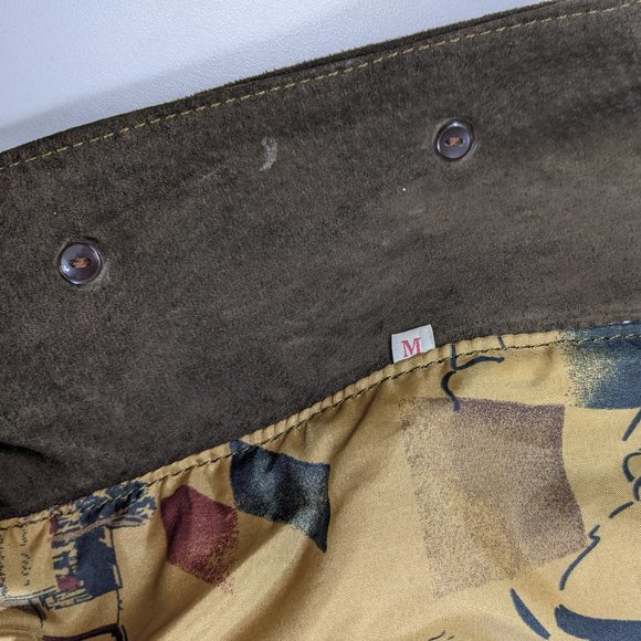 Men's Vintage Sheepskin Cardigan Brown & Red Confeccion Cuni, SA Made in Spain - Picture 13 of 15